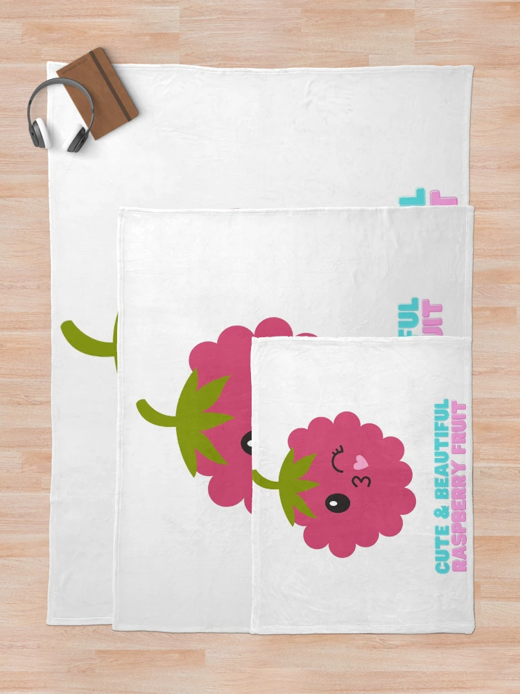 Thumbnail 5 of 6, Throw Blanket, Cute And Beautiful Raspberry Fruit designed and sold by Riverside-Moon.