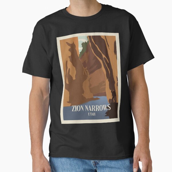 Vista previa del artículo con la obra «Zion Narrows - Estilo de viaje minimalista - Arte de viaje vintage», diseñado y vendido por PopCultArcade.