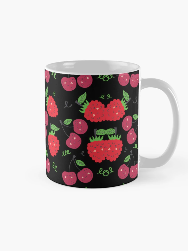 Thumbnail 3 of 6, Coffee Mug, Raspberry Fruit Pattern designed and sold by Riverside-Moon.