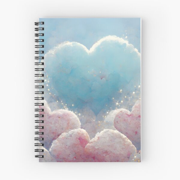 Aperçu de l'œuvre Nuages de coeur pastel étincelants dans le ciel créée et vendue par MythicPrompts.