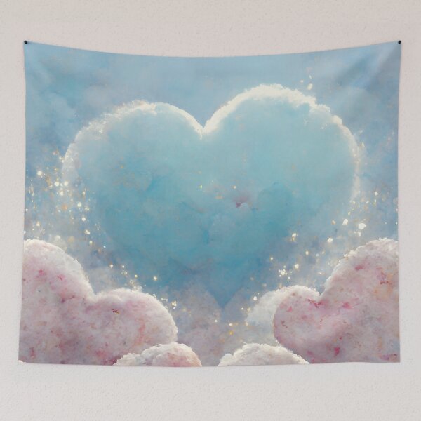 Artikelvorschau, Funkelnde Pastellherzwolken im Himmel entworfen und verkauft von MythicPrompts.