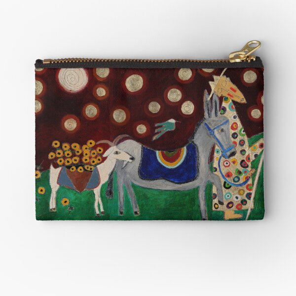 Monk with Donkey and Goat Zipper Pouch
