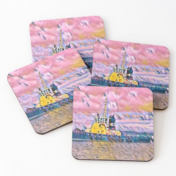 Item preview, Tug Boat in Port designed and sold by AccidentalRug.