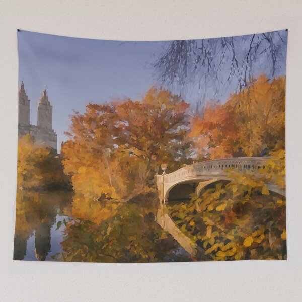 Item preview, Central Park Bridge in Fall - Watercolor Style designed and sold by WWWC2288.