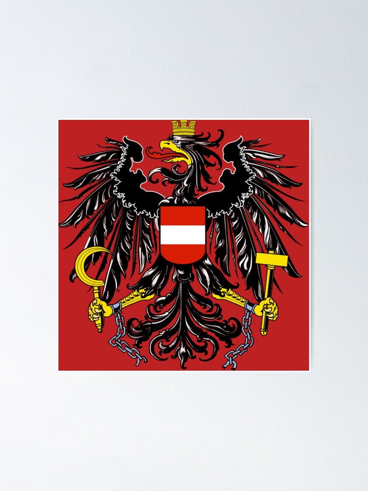 Austria flag with eagle coat of arms Poster by Mila1946