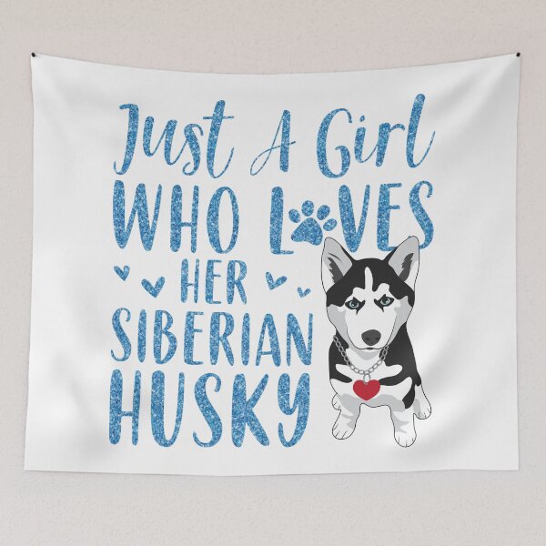 Item preview,  Just a girl who loves her Siberian husky shirts, just a girl who loves her siberian husky masks, just a girl who loves her Siberian husky dress, just a girl who loves her Siberian husky hats  designed and sold by Poussyarts.