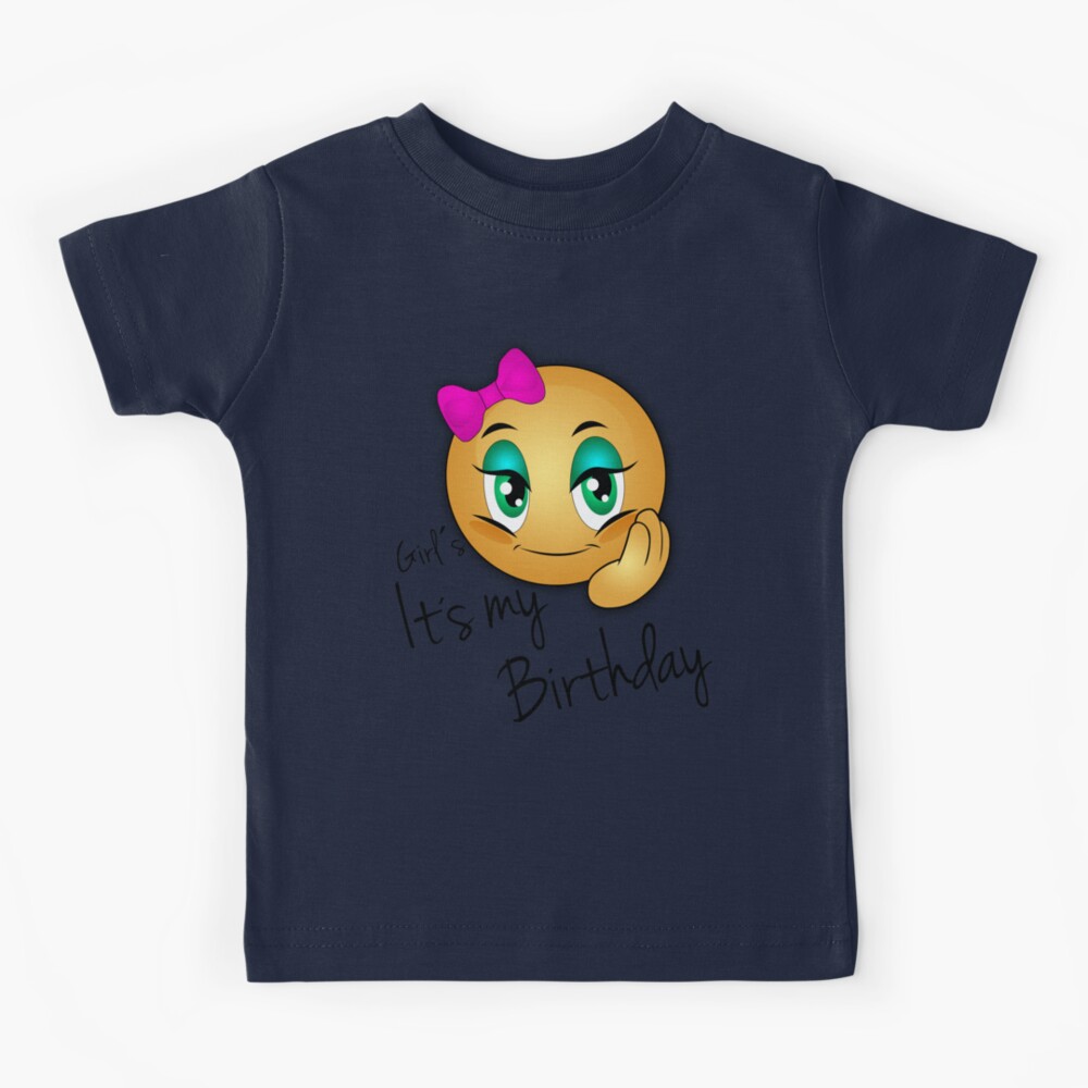 Kids It's My Birthday Emoji Girls Shirt - Smiley Hearts Design Kids It's My Birthday Emoji Girls Shirt - Smiley Hearts Design