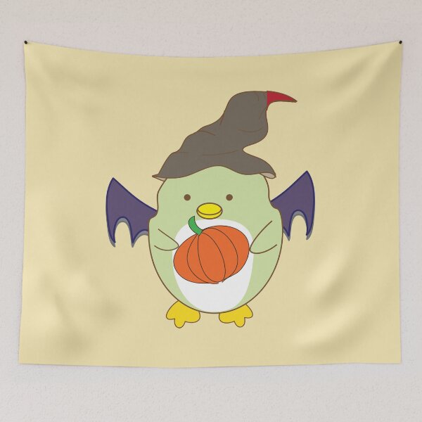 Item preview, Halloween cute baby bird with a pumpkin and bat wings designed and sold by fluffyfamcraft.