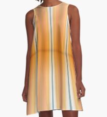 Gestreifte Leinwand eckig A-Linien Kleid
