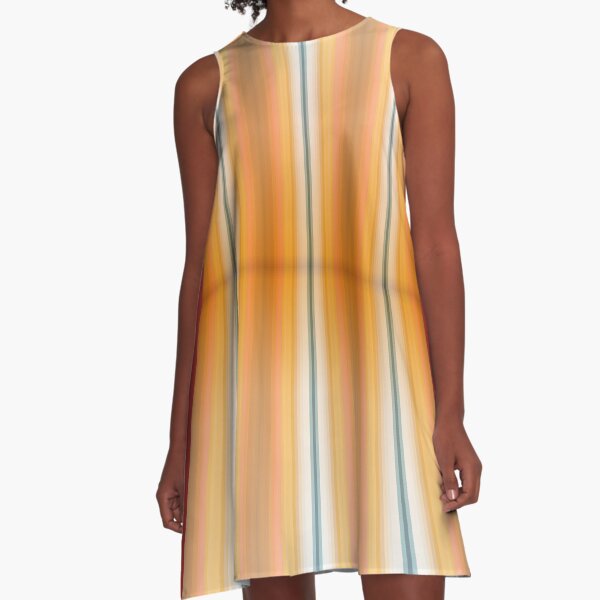 Gestreifte Leinwand eckig A-Linien Kleid