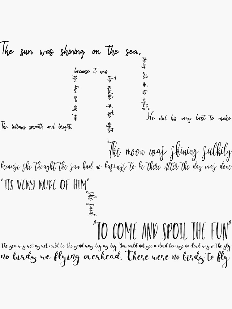 ""The Walrus And The Carpenter" - A Text Based Pattern" Sticker for