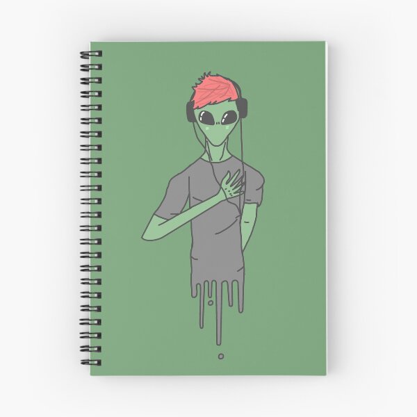 Item preview, Red-Haired Green Alien Wearing Headphones designed and sold by TOP-Devotee.