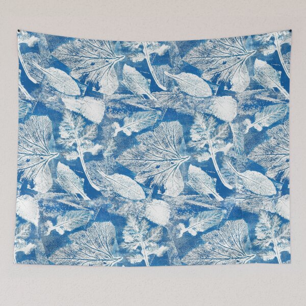 Item preview, Botanical Blue White Monoprint designed and sold by pear-la.