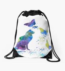 Watercolor Cat Art Drawstring Bag