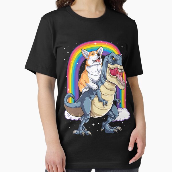 Item preview, Corgi Riding Dinosaur T rex Funny Rainbow Dog designed and sold by ConnieSykes.