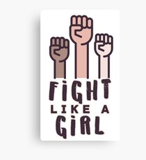 Fight Like A Girl with pink border Canvas Print