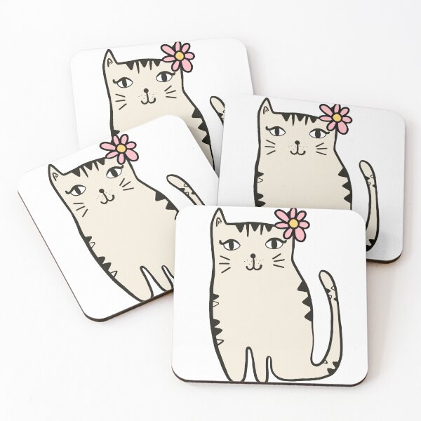 Item preview, White Cat with Flower designed and sold by animalsforfun.