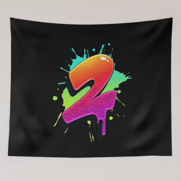 Item preview, Graffiti Number 2 Digit Colorful Paint Splash Style designed and sold by ToTheNextLetter.