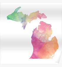 Watercolor Michigan Poster