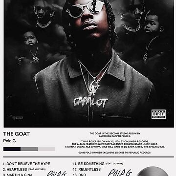 Polo G 'The Goat' Size S Pullover Hoodie Rapper Musician White Capalot