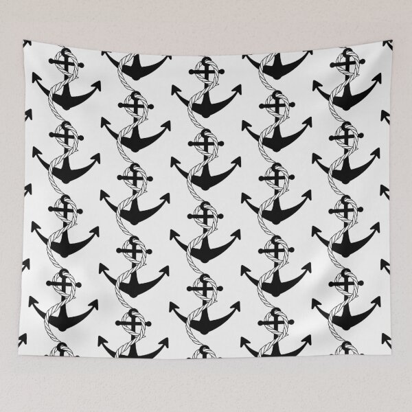 Item preview, Nautical Boat Anchor With Rope, Black and White designed and sold by Itaya Art.