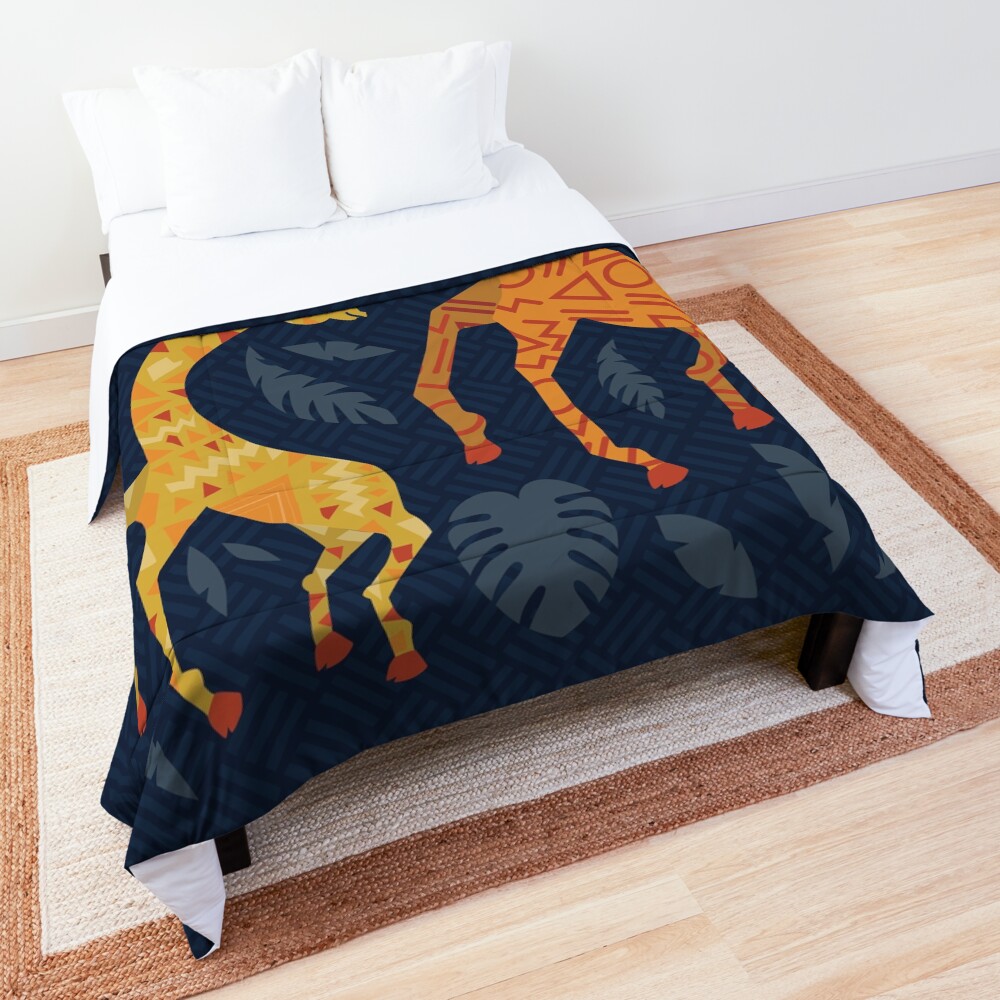 Dancing Giraffes with Patterns Comforter