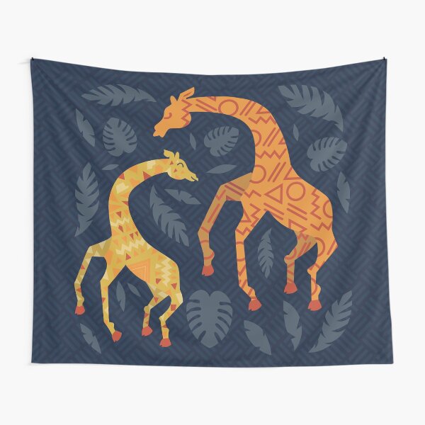 Dancing Giraffes with Patterns Tapestry