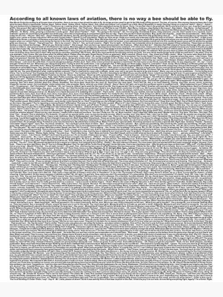 "Bee Movie script" Poster by pollynov Redbubble