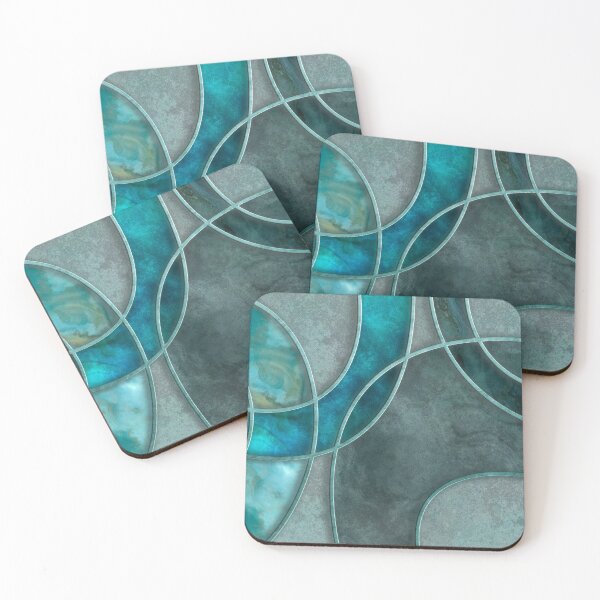 Item preview, Turquoise Teal Layered Shapes Abstract Art designed and sold by artsandsoul.