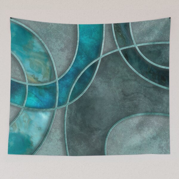 Item preview, Turquoise Teal Layered Shapes Abstract Art designed and sold by artsandsoul.