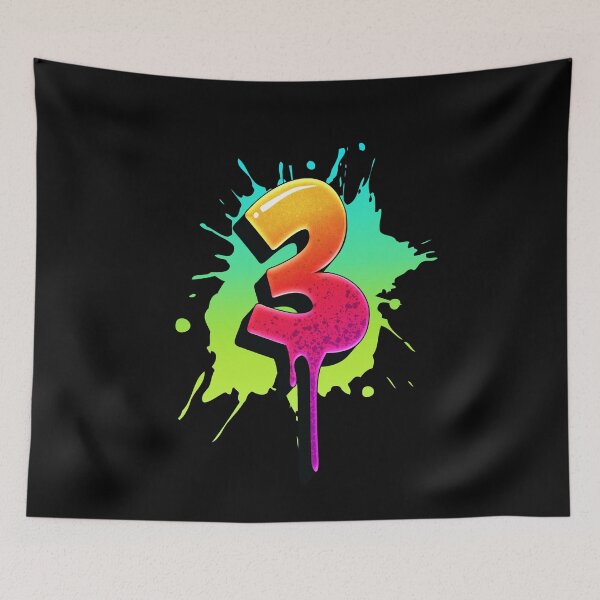 Item preview, Graffiti Number 3 Digit Colorful Paint Splash Style designed and sold by ToTheNextLetter.