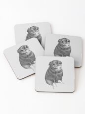 Sweet Black Pug Coasters