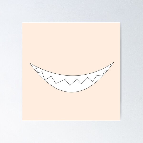 Happy eyes, grinning sharp teeth. Kawaii anime smirking face. Photographic  Print for Sale by yashik