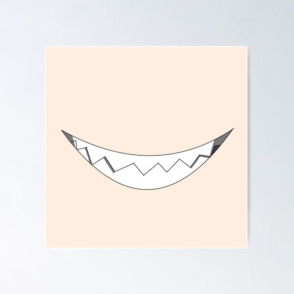 Happy eyes, grinning sharp teeth. Kawaii anime smirking face. Photographic  Print for Sale by yashik