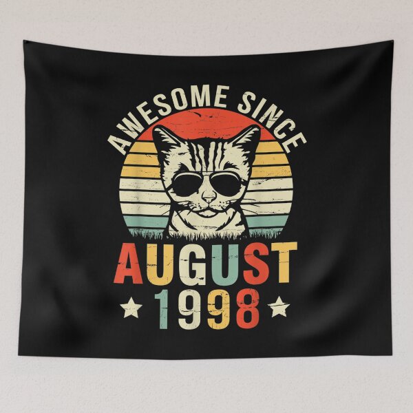 Item preview, Cat Awesome Since August 1998 Happy My Birthday 24 Years Old  designed and sold by vergiebee.