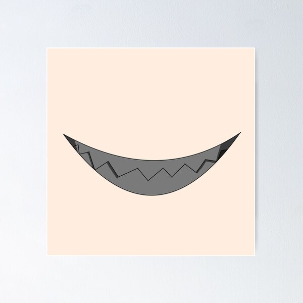 Happy eyes, grinning sharp teeth. Kawaii anime smirking face. Photographic  Print for Sale by yashik
