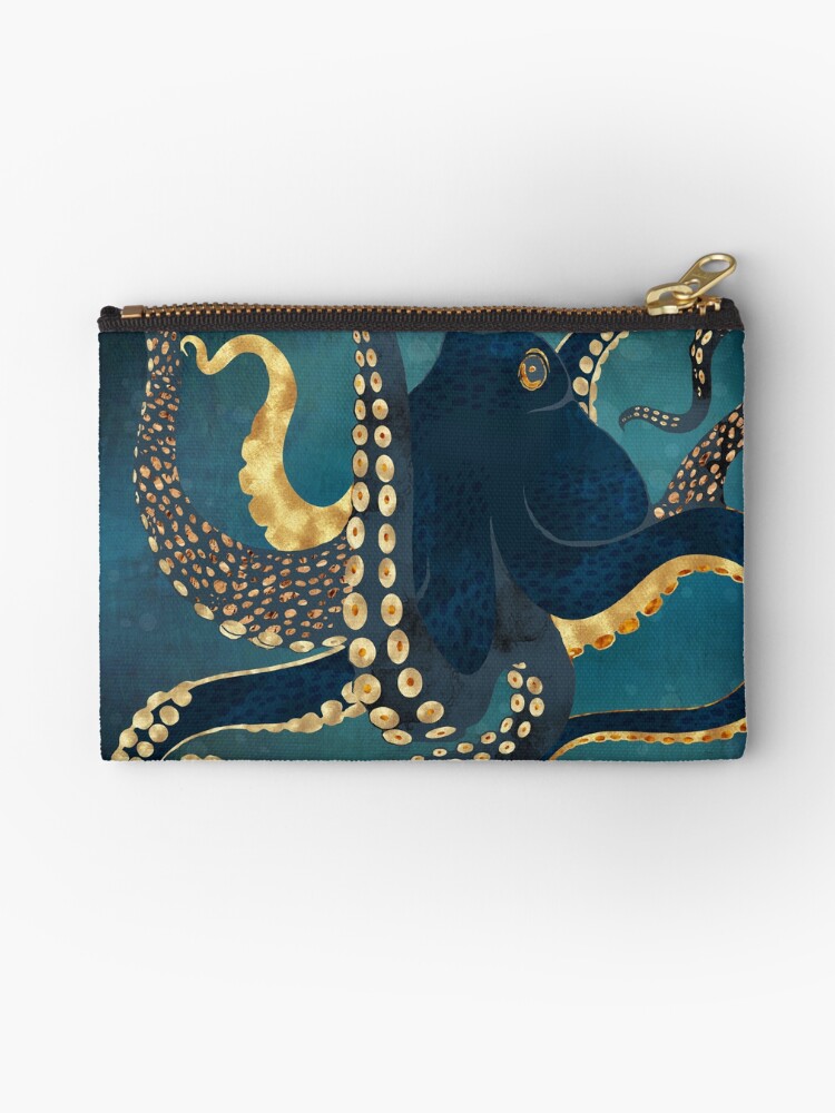 Thumbnail 1 of 4, Zipper Pouch, Metallic Octopus IV designed and sold by spacefrogdesign.