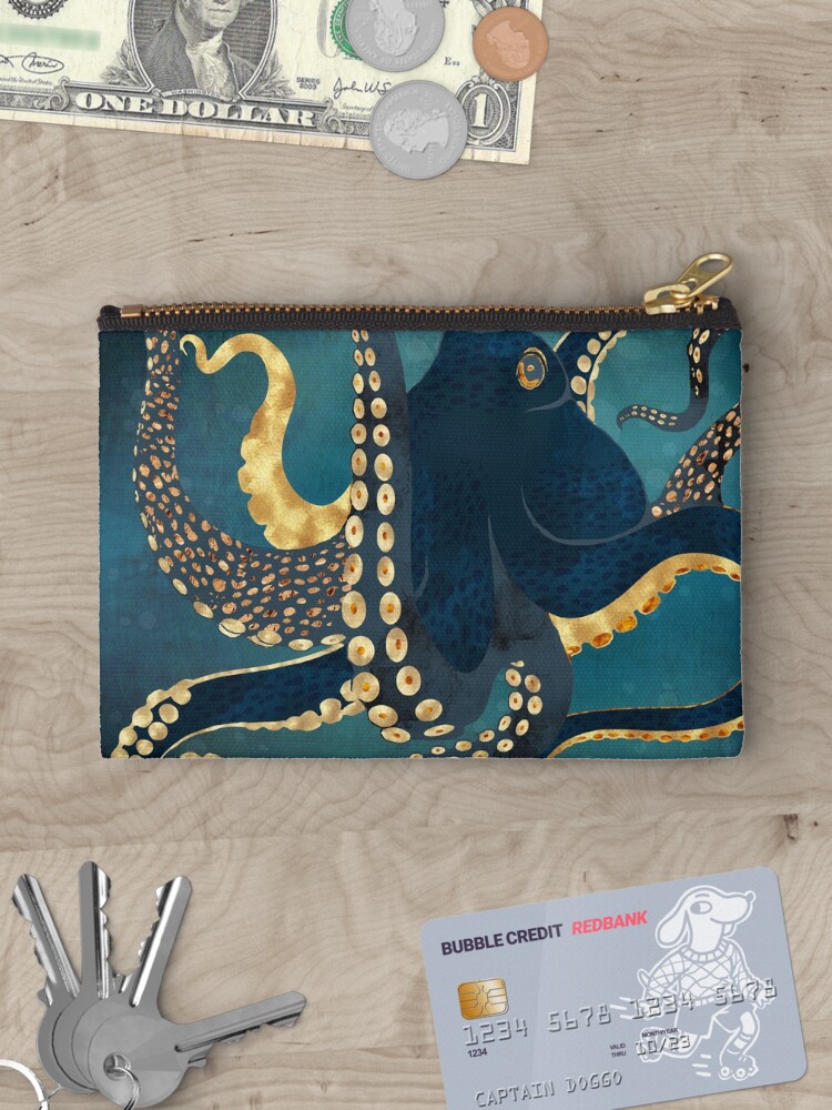 Thumbnail 3 of 4, Zipper Pouch, Metallic Octopus IV designed and sold by spacefrogdesign.