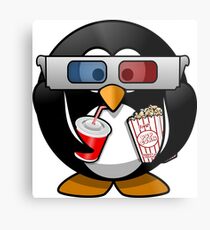 MOVIES AND CHILL 3-D PENGUIN FUNNY Metal Print