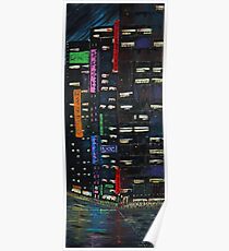 Cyberpunk City Painting Poster