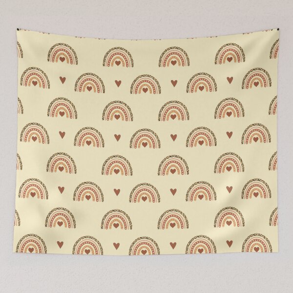 Item preview, atheistic boho rainbow pattern with leopard skin and cute hearts, designed and sold by BeCoolArt.