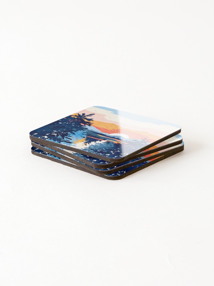 Thumbnail 4 of 5, Coasters (Set of 4), Sunset Lake designed and sold by spacefrogdesign.