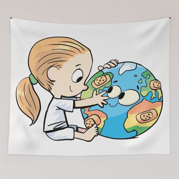 Item preview, little girl cares for the injured planet earth designed and sold by duxpavlic.