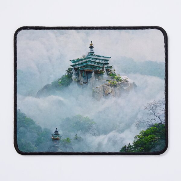 Item preview, Imaginary Korean Temple on a foggy mountain designed and sold by Created-by-AI.