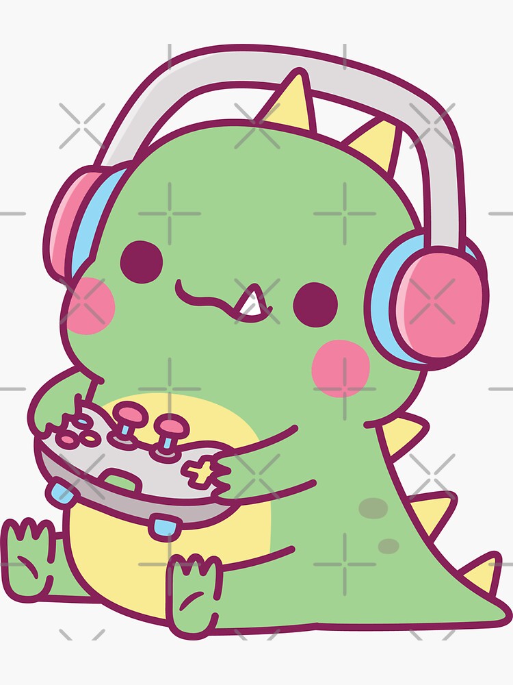 Dinosaur gamer which play game Royalty Free Vector Image