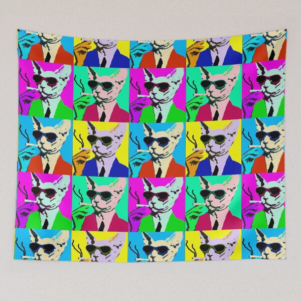 Aperçu de l'œuvre Chat Sphynx Pop Art créée et vendue par PVSKI.