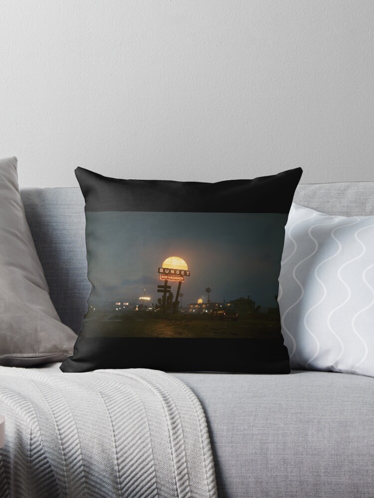 Thumbnail 1 of 3, Throw Pillow, Sunset Motel Cyberpunk designed and sold by Bien Design.