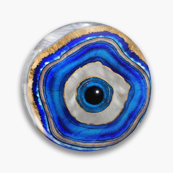 Item preview, Evil Eye Watercolor agate and gold designed and sold by k9printart.