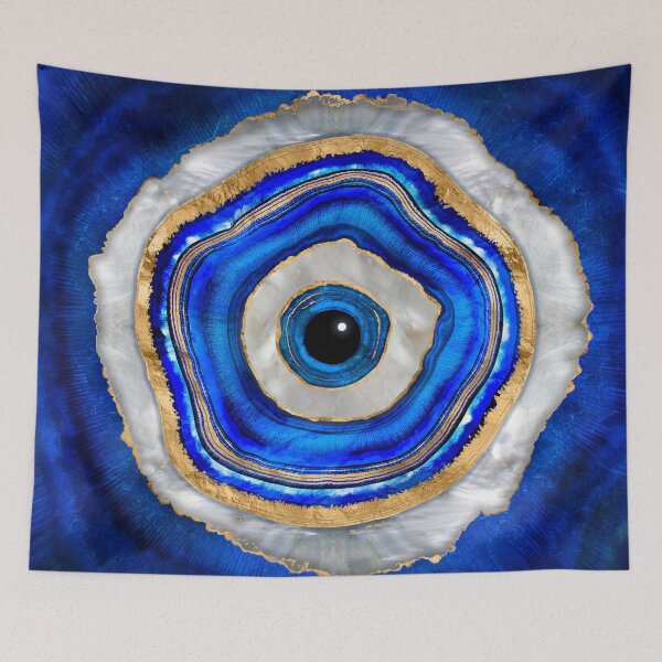 Item preview, Evil Eye Watercolor agate and gold designed and sold by k9printart.