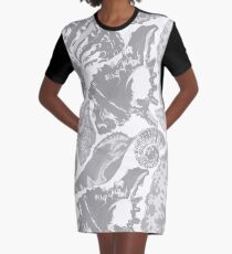 Grey seashells pattern Graphic T-Shirt Dress